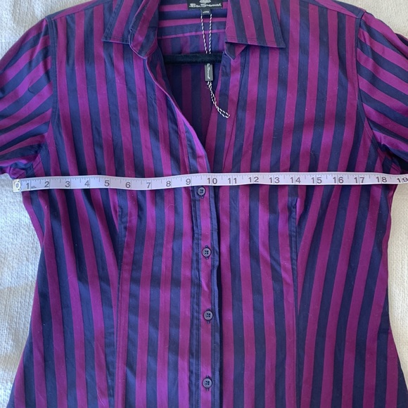 Ben Sherman purple striped 100% cotton button down tailored shirt - Picture 10 of 11